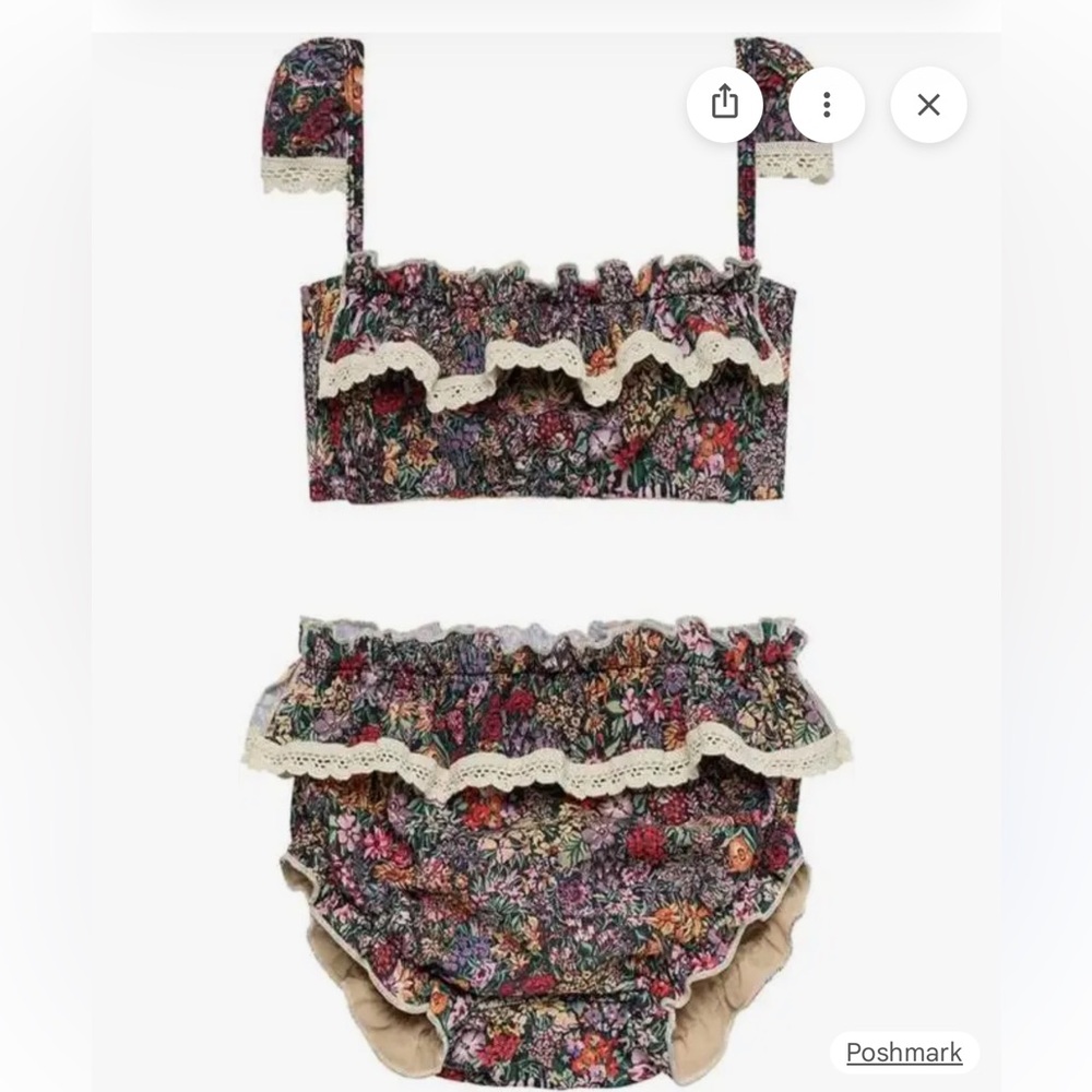 Montce Kids Floral Ruffle Bikini - Multicolor (green, purple, pink, orange)